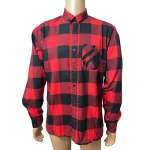 Adidas Men’s Hiking Flannel Shirt Checkered M Red Maroon Black 5 Ten Button Down